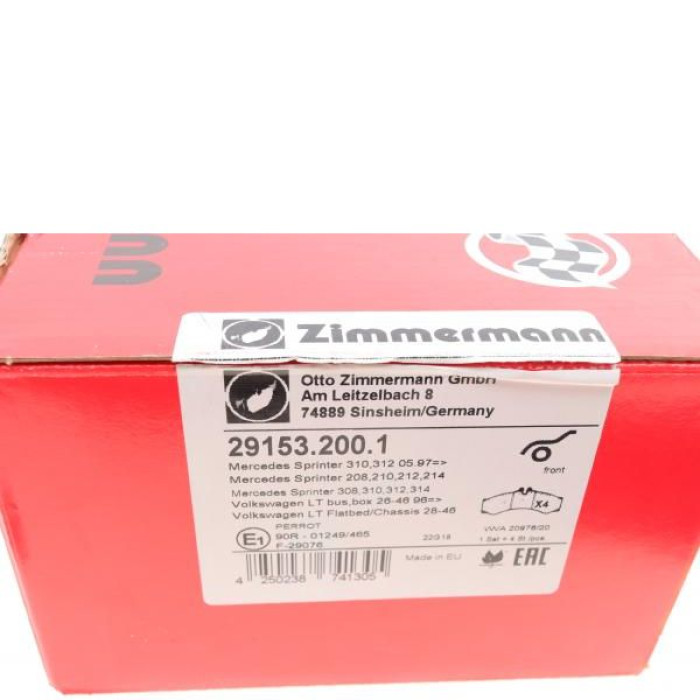 29153.200.1 Передние тормозные колодки Otto Zimmermann 29153.200.1 Передние тормозные колодки Otto Zimmermann