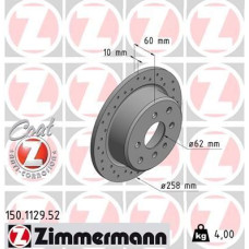 Спортивный задний тормозной диск с перфорацией 258x10 150112952 Otto Zimmermann Sport Z