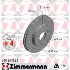 Спортивный передний тормозной диск с перфорацией 295x28 400361852 Otto Zimmermann Sport Z