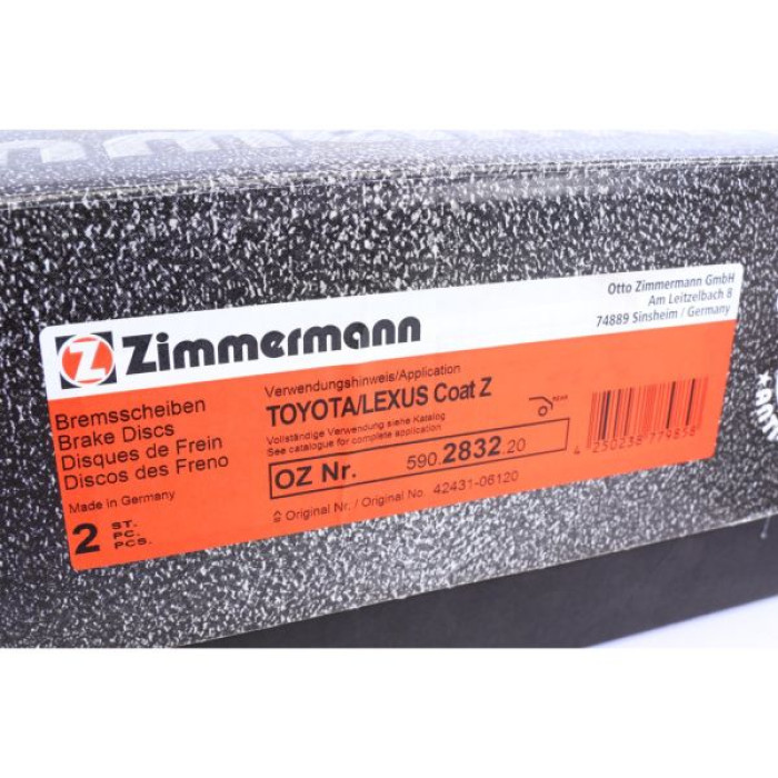 590.2832.20 Задний тормозной диск 281x10 Otto Zimmermann CoatZ 590.2832.20 Задний тормозной диск 281x10 Otto Zimmermann CoatZ