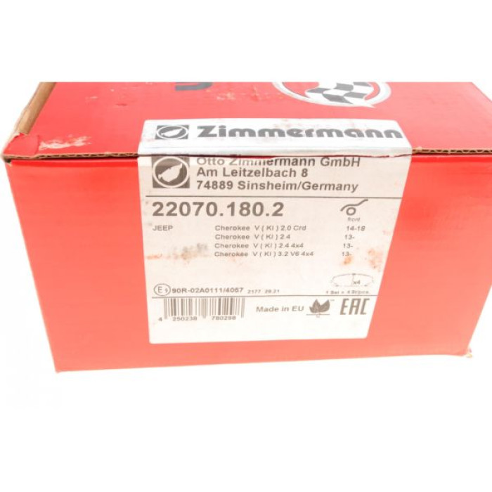22070.180.2 Передние тормозные колодки Otto Zimmermann 22070.180.2 Передние тормозные колодки Otto Zimmermann