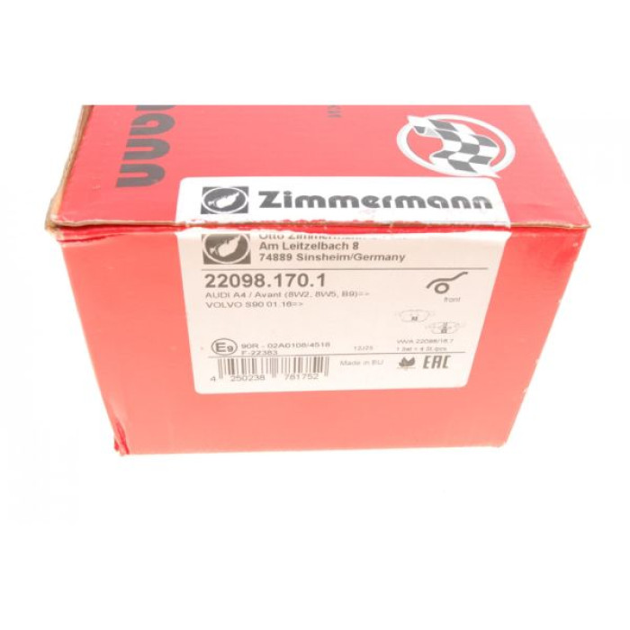 22098.170.1 Передние тормозные колодки Otto Zimmermann 22098.170.1 Передние тормозные колодки Otto Zimmermann