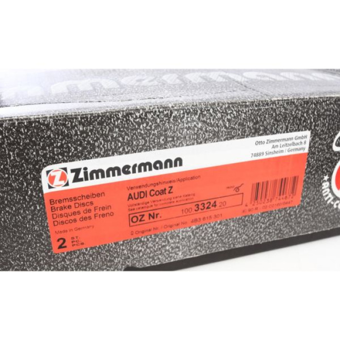100.3324.20 Передний тормозной диск 321x30 Otto Zimmermann CoatZ 100.3324.20 Передний тормозной диск 321x30 Otto Zimmermann CoatZ