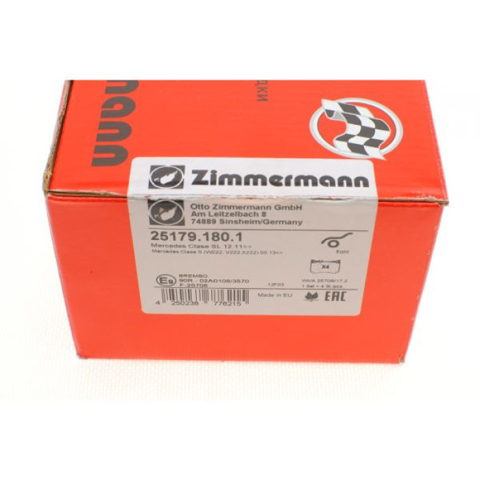 25179.180.1 Передние тормозные колодки Otto Zimmermann 25179.180.1 Передние тормозные колодки Otto Zimmermann