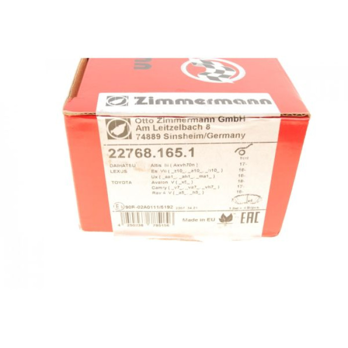 22768.165.1 Передние тормозные колодки Otto Zimmermann 22768.165.1 Передние тормозные колодки Otto Zimmermann