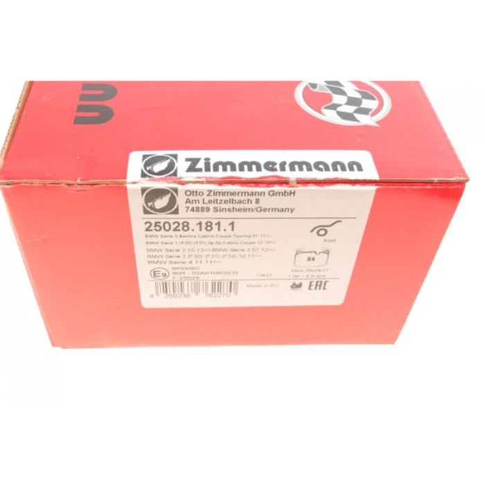 25028.181.1 Передние тормозные колодки Otto Zimmermann 25028.181.1 Передние тормозные колодки Otto Zimmermann