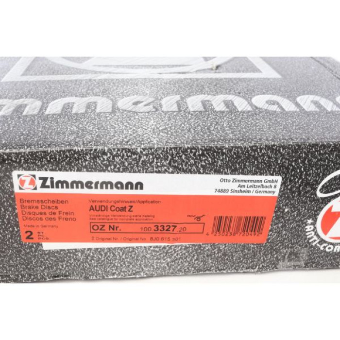 100.3327.20 Передний тормозной диск 340x30 Otto Zimmermann CoatZ 100.3327.20 Передний тормозной диск 340x30 Otto Zimmermann CoatZ