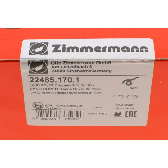 22485.170.1 Передние тормозные колодки Otto Zimmermann 22485.170.1 Передние тормозные колодки Otto Zimmermann
