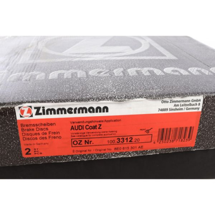 100.3312.20 Передний тормозной диск 320x30 Otto Zimmermann CoatZ 100.3312.20 Передний тормозной диск 320x30 Otto Zimmermann CoatZ