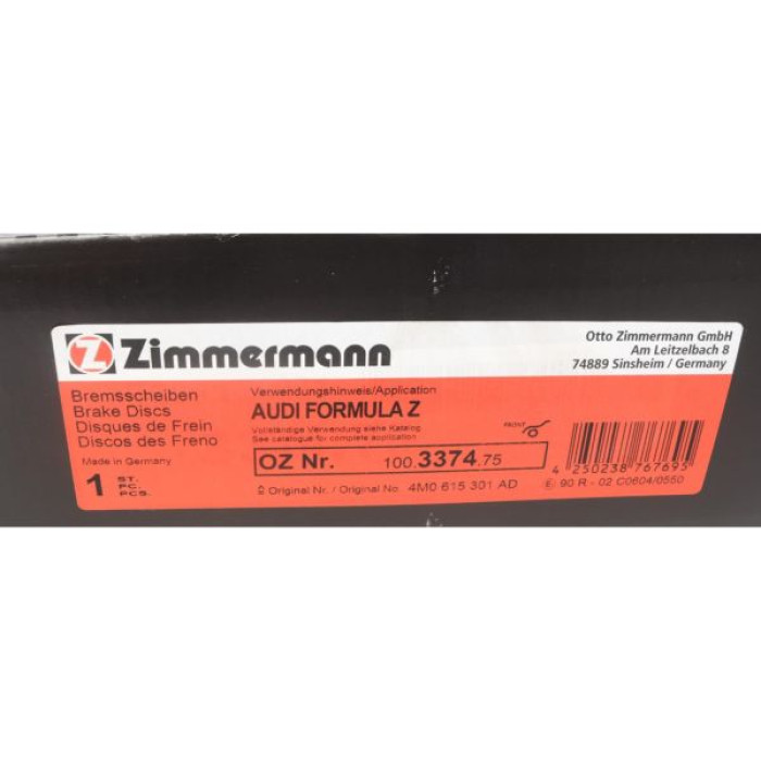 100.3374.75 Передний тормозной диск 374,5x36 Otto Zimmermann Formula Z 100.3374.75 Передний тормозной диск 374,5x36 Otto Zimmermann Formula Z