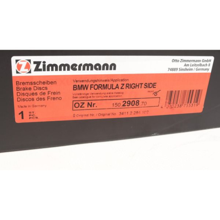 150.2908.70 Передній правий гальмівний диск 400x36 Otto Zimmermann Formula Z 150.2908.70 Передній правий гальмівний диск 400x36 Otto Zimmermann Formula Z
