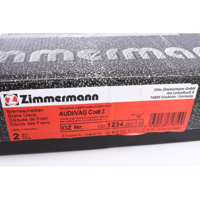 100.1234.20 Передний тормозной диск 280x22 Otto Zimmermann CoatZ 100.1234.20 Передний тормозной диск 280x22 Otto Zimmermann CoatZ