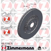 100.3398.75 Zimmermann Formula Z Передний левый тормозной диск 400x38 на AUDI Q7 (4MB, 4MG) с двигателем 3.0 TFSI quattro