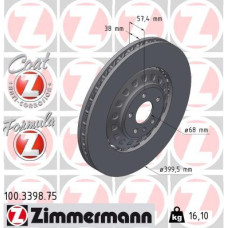 100.3398.75 Zimmermann Formula Z Передний левый тормозной диск 400x38 на AUDI Q7 (4MB, 4MG) с двигателем 3.0 TFSI quattro