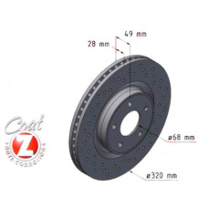 200.2540.52 Zimmermann Sport Z Спортивный передний тормозной диск с перфорацией 320x28 на INFINITI Q50 с двигателем 50 Hybrid 261 кВт (355 л.с.)