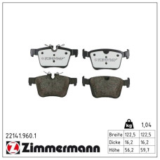 22141.960.1 Zimmermann rd:z Задние тормозные колодки на POLESTAR POLESTAR 2 (534) с двигателем EV 300 кВт (408 л.с.)