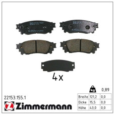 22153.155.1 Zimmermann Задние тормозные колодки на TOYOTA ALPHARD / VELLFIRE (_H3_) с двигателем 3.5 (GGH30W)