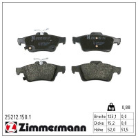 25212.150.1 Zimmermann Задние тормозные колодки на FORD FOCUS III Turnier с двигателем 1.6 Ti 88 кВт (120 л.с.)
