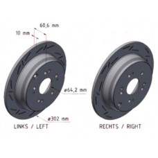 280.3182.53 Zimmermann Black Z Спортивный задний тормозной диск с насечками 302x10 на HONDA CR-V IV (RM_) с двигателем 1.6 i-DTEC 4WD (RE6)