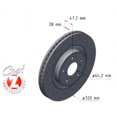 280.3197.52 Zimmermann Sport Z Спортивный передний тормозной диск с перфорацией 320x28 на HONDA CR-V V (RW_, RT_) с двигателем 1.5 (RW1) 140 кВт (190 л.с.)
