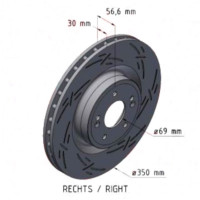 320.3826.55 Zimmermann Black Z Спортивный передний правый тормозной диск с насечками 350x30 на HYUNDAI GENESIS G70 (IK) с двигателем 3.3 T-GDi
