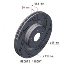 320.3826.55 Zimmermann Black Z Спортивный передний правый тормозной диск с насечками 350x30 на HYUNDAI GENESIS G70 Shooting Brake (IK) с двигателем 2.2 CRDi HTRAC