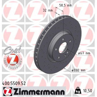 400.5509.52 Zimmermann Sport Z Спортивный передний тормозной диск с перфорацией 330x32 на MERCEDES-BENZ V-CLASS (W447) с двигателем V 250 CDI / d 4-matic (447.811, 447.813)