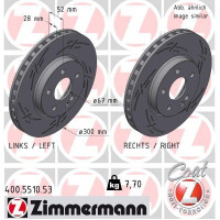 400.5510.53 Zimmermann Black Z Спортивный передний тормозной диск с насечками 300x28 на MERCEDES-BENZ VITO Mixto (W447) с двигателем 116 CDI 4-matic (447.701, 447.703, 447.705)