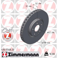 400.5568.20 Zimmermann Передний тормозной диск 330x32 на MERCEDES-BENZ VITO Mixto (W447) с двигателем 116 CDI 4-matic (447.701, 447.703, 447.705)