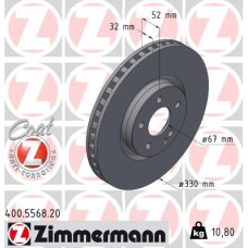 400.5568.20 Zimmermann Передній гальмівний диск 330x32 на MERCEDES-BENZ VITO Tourer (W447) з двигуном 114 CDI / 114 BlueTEC 4-matic (447.701, 447.703,...