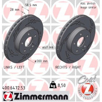 400.6472.53 Zimmermann Black Z Спортивный передний тормозной диск с насечками 300x28 на MERCEDES-BENZ V-CLASS (W447) с двигателем V 300 CDI / d 4-matic (447.811, 447.813) 174 кВт (237 л.с.)