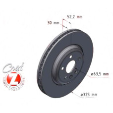 450.5236.30 Zimmermann Formula S Передний тормозной диск 325x30 на LAND ROVER DISCOVERY SPORT (L550) с двигателем 1.5 P300e Hybrid 4x4 227 кВт (309 л.с.)