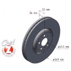 450.5237.30 Zimmermann Formula S Передний тормозной диск 349x34 на LAND ROVER DISCOVERY SPORT (L550) с двигателем 1.5 P300e Hybrid 4x4 227 кВт (309 л.с.)