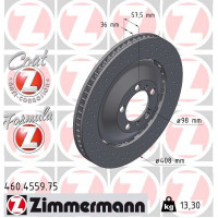 460.4559.75 Zimmermann Formula Z Передний левый тормозной диск 408x36 на PORSCHE 911 (992) с двигателем GT3 (992810, 992812)
