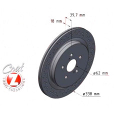 590.2838.52 Zimmermann Sport Z Спортивный задний тормозной диск с перфорацией 338x18 на LEXUS RX (_L2_) с двигателем 300 (AGL20_, AGL20R)