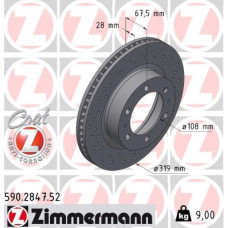 590.2847.52 Zimmermann Sport Z Спортивный передний тормозной диск с перфорацией 319x28 на TOYOTA FJ CRUISER (GSJ1_) с двигателем 4.0 (GSJ15)