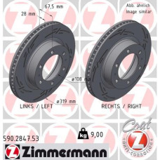 590.2847.53 Zimmermann Black Z Спортивный передний тормозной диск с насечками 319x28 на TOYOTA FJ CRUISER (GSJ1_) с двигателем 4.0 (GSJ15)