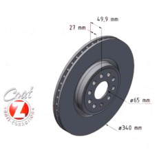 600.3268.20 Zimmermann Передний тормозной диск 340x27 на VW ID.3 (E11, E12, E13) с двигателем GTX