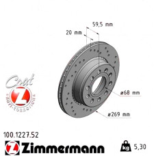 Спортивный задний тормозной диск с перфорацией 269x20 100122752 Otto Zimmermann Sport Z