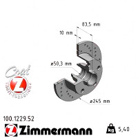 Спортивный задний тормозной диск с перфорацией 245x10 100122952 Otto Zimmermann Sport Z