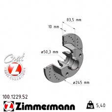 Спортивный задний тормозной диск с перфорацией 245x10 100122952 Otto Zimmermann Sport Z