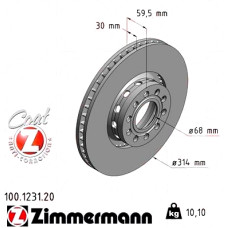 Передний тормозной диск 314x30 100123120 Otto Zimmermann CoatZ
