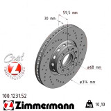 Спортивный передний тормозной диск с перфорацией 314x30 100123152 Otto Zimmermann Sport Z