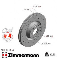 Спортивный передний тормозной диск с перфорацией 323x30 100123852 Otto Zimmermann Sport Z