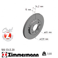 Передній гальмівний диск 239x15 100124520 Otto Zimmermann CoatZ
