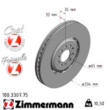 Передний левый тормозной диск 334x32 100330775 Otto Zimmermann Formula Z