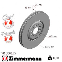 100.3308.75 Zimmermann Formula Z Передний правый тормозной диск 334x32 на VW GOLF IV (1J1) с двигателем 3.2 R32 4motion