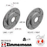 Спортивный задний тормозной диск с насечками 288x12 100331053 Otto Zimmermann Black Z