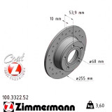 Спортивный задний тормозной диск с перфорацией 255x10 100332252 Otto Zimmermann Sport Z