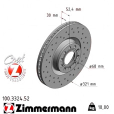 Спортивный передний тормозной диск с перфорацией 321x30 100332452 Otto Zimmermann Sport Z